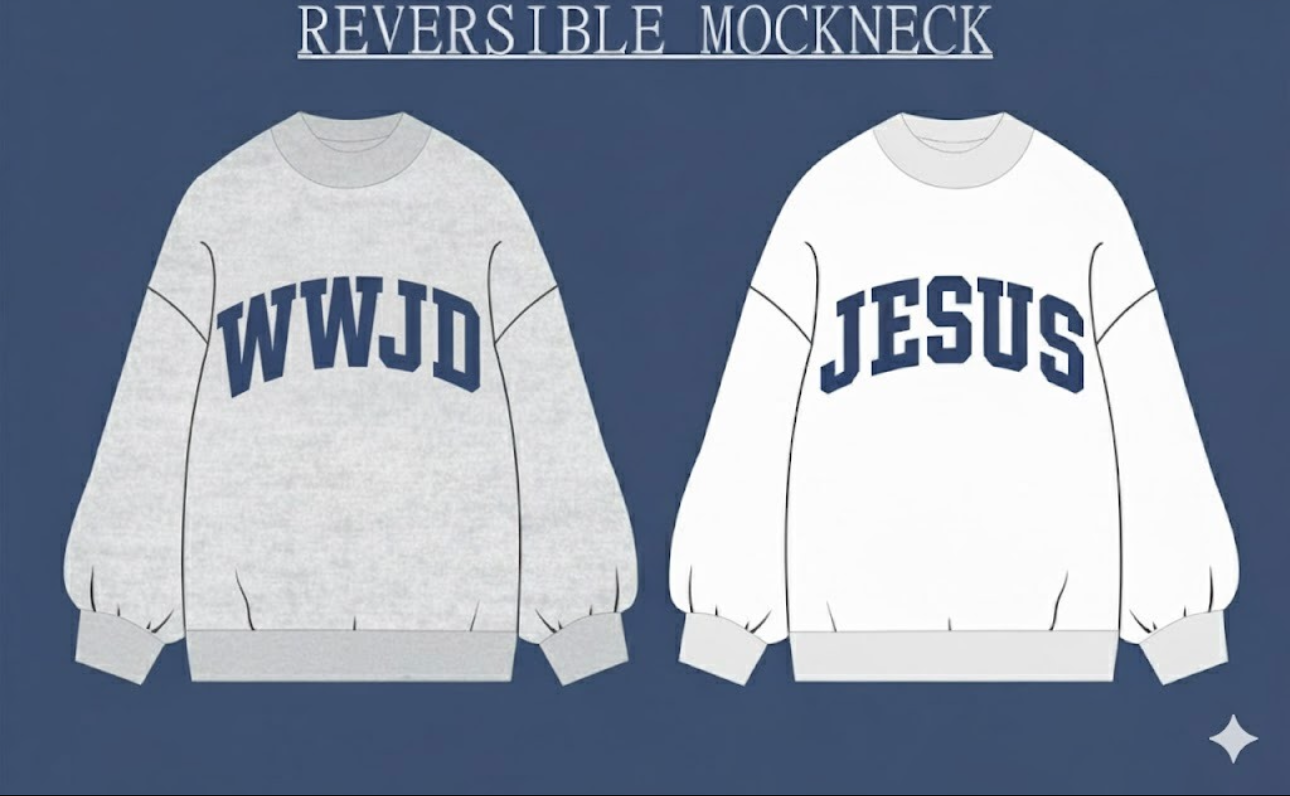 Reversible WWJD/JESUS Mockneck
