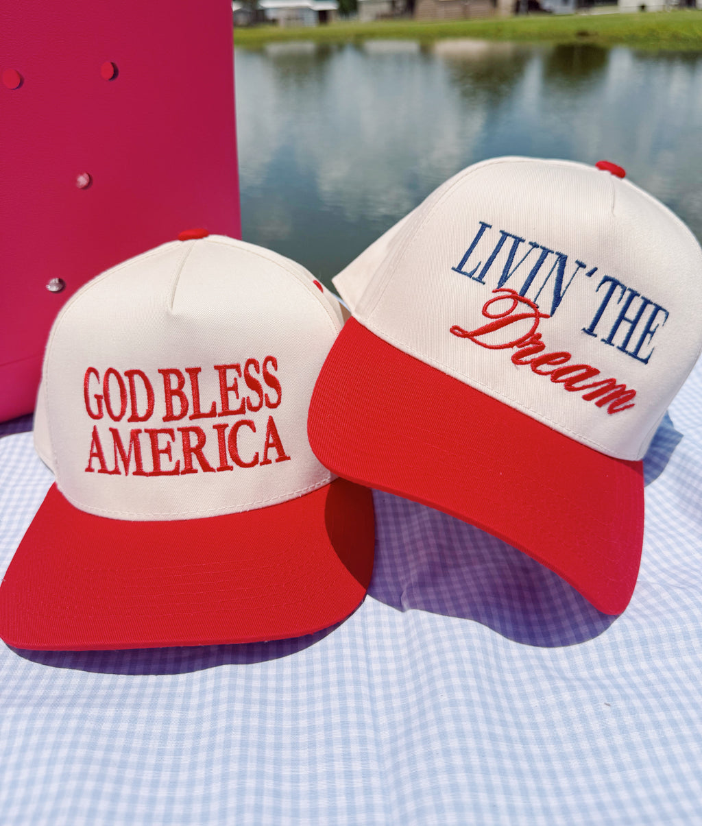GOD BLESS AMERICA- Vintage Trucker Hat