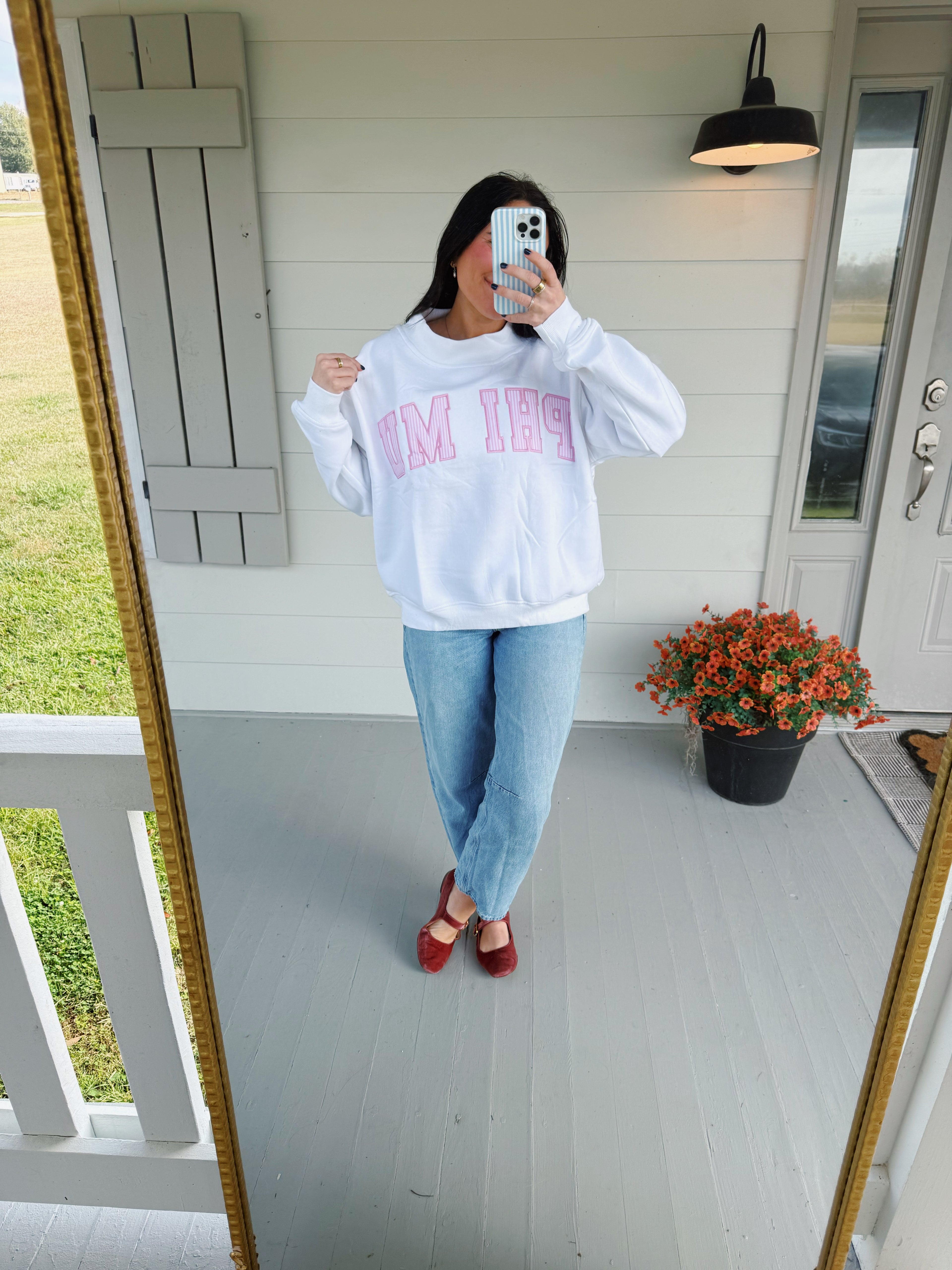 PHI MU MOCKNECK (PRE MADE)- WHITE
